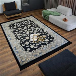 فرش ماشینی 700 شانه تراکم 2550 طرح همتا سرمه ای