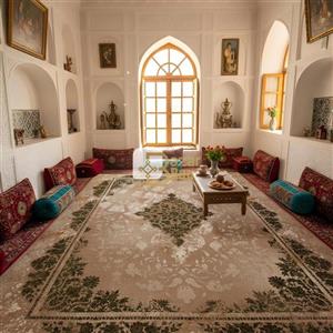 فرش ماشینی 700 شانه تراکم 2550 طرح 2124  سبز ترمه