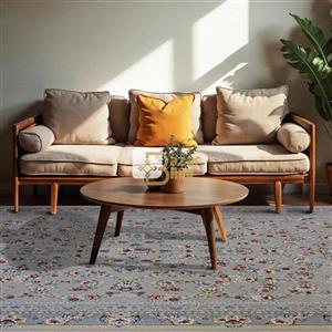 فرش ماشینی 700 شانه تراکم 2550 طرح ساحل  نقره ای