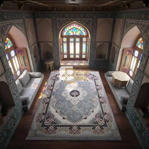 فرش ماشینی ۷۰۰ شانه تراکم ۲۵۵۰ طرح سوگند دودی