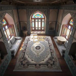 فرش ماشینی ۷۰۰ شانه تراکم ۲۵۵۰ طرح سوگند نقره ای