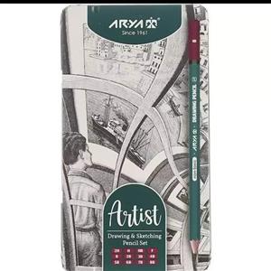 مداد طراحی مهندسی 12 عددی جعبه فلزی آرتیست آریا