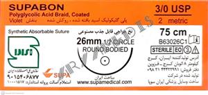 نخ و سوزن جراحی ویکریل (سوپابن) 3/0 راند سوزن 26 (بسته 36 عددی)