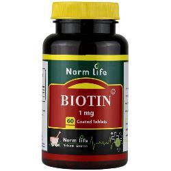 قرص بیوتین 1 میلی گرم نورم لایف 60 عدد _ Norm Life Biotin 1 Mg 60 Coated Tabs