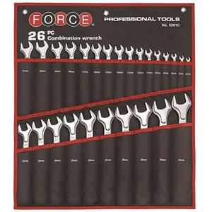 سری آچار یکسر تخت یکسر رینگی کاور دار 26 عددی FORCE مدل F5261C