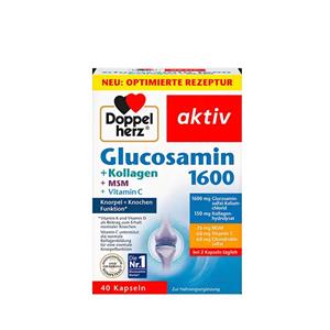 کپسول گلوکوزامین 1600 اصل آلمان داپل‌هرتز به همراه کلاژن، MSM و ویتامین C تعداد 40 عددی C (Doppelherz Glucosamin 1600 Kollagen MSM Vitamin C Kapseln)