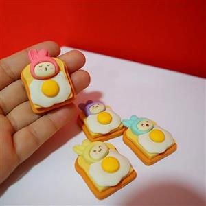 پاکن نان تست نیمرو خرگوش ابعاد 3.5x2.7 سانتیمتر پاک کن فانتزی پاککن کیوت دخترانه پسرانه نون تخم مرغ خرگوشی بیسکویت 1 عدد