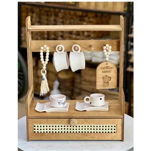 استند چوبی حصیری استند نظم دهنده آشپزخانه استند ادویه چوبی استند حصیری استند کشودار چوبی 