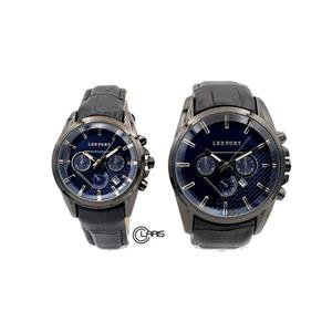 ساعت لدفورت LEDFORT ست طرح کرنوگراف تمام مشکی صفحه سرمه ای