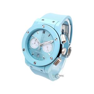 ساعت هابلوت HUBLOT کرنوگراف سه موتور فعال زنانه قاب و بند آبی آسمانی