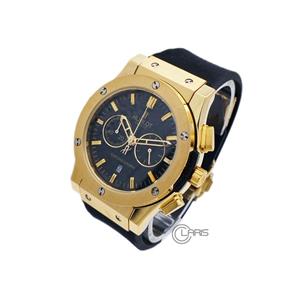 ساعت مردانه HUBLOT هابلوت کرنوگراف سه موتور فعال قاب طلایی
