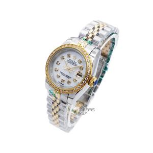 ساعت ROLEX رولکس دیت جاست قاب نگینی دورنگ صفحه صدفی