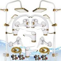 ست 20عددی شیرآلات آیدا مدل قهرمان سفیدطلایی با علم دوش لاوان