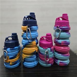 قمقمه اب تاشو سیلیکونی 500 میل، بطری اب، قمقمه کودک، قمقمه مدرسه ای