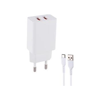 شارژر دیواری 12 وات اسکای دلفین SC03T 2.4Aکابل تایپ سی سفید