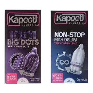 کاندوم خاردار کاپوت مدل BIG DOTS بسته 10 عددی به همراه کاندوم تاخیری کاپوت مدل NON-STOP بسته 10 عددی