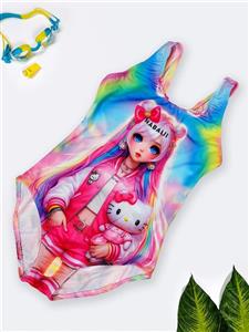 مایو دخترانه نوجوان برای استخر مدل اسلیپ پشت قهرمانی طرح دختر زیبا نابایجی Nabaiji