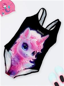 مایو دخترانه بچه گانه طرح اسب تک شاخ صورتی و مشکی اسلیپ نابایجی ( Nabaiji )