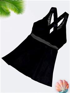 مایو دامنی مشکی زنانه خاص و شیک طرح تور زنبوری شهره ( Shohreh ) کاپدار برای استخر