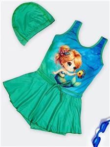مایو دخترانه دامنی نوجوان و بچه گانه پری دریایی مدل شلوارک دار پوشیده لایف ( Life )