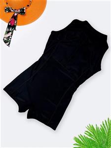 مایو پادار زنانه خاص و یقه بسته گرد و زیپ دار مشکی اسپیدو ( Speedo ) بدون کاپ