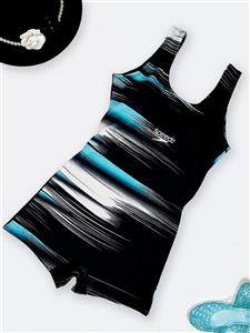 مایو نیمه پوشیده زنانه پادار و کاپدار برای استخر اسپیدو ( Speedo ) با خطوط فیروزه ای