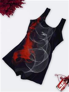 مایو پادار زنانه پوشیده به رنگ مشکی اسپیدو ( Speedo ) با کاپ و پارچه استرج ضد کلر