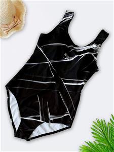 مایو اسلیپ زنانه مشکی رنگ کاپدار با بند پشت قهرمانی برای استخر برند اسپیدو ( Speedo ) طرحدار