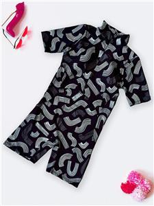 مایو زنانه پوشیده برای استخر کاپدار مشکی شیک اسپیدو ( Speedo ) پادار و آستین دار کوتاه