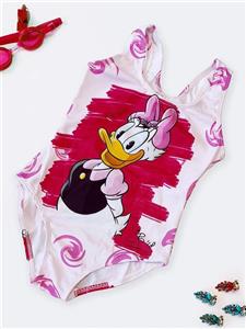 مایو دخترانه پشت بند قهرمانی اسلیپ برای استخر طرح اردک اسپیدو ( Speedo ) صورتی