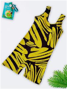 مایو زنانه پادار بلند کاپدار نیمه پوشیده برای استخر اسپیدو ( Speedo ) زرد و مشکی رنگ