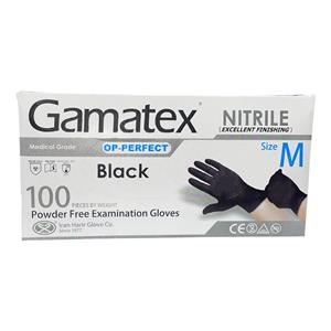 دستکش نیتریل حریر مدل گاماتکس مشکی بسته 100 عددی