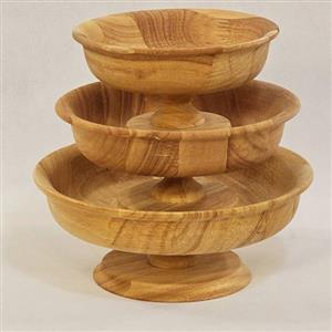 کاسه چوب رابر لبه دار پایه دار سه سایز