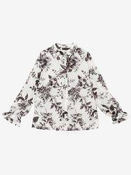 شومیز زنانه طرحدار کرپ حریر آستین بلند رسمی روژینا بُرنُس