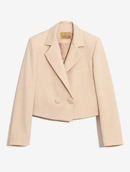 کت کراپ زنانه کرپ آستر دار یقه انگلیسی مونا بُرنُس