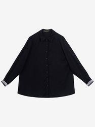 تونیک زنانه یقه مردانه ویسکوز دارای گلدوزی در سر آستین نیوشا بُرنُس