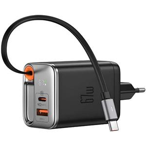 شارژر دیواری 2 پورت مک دودو مدل CH-410 FreeGo GaN توان 67 وات همراه با کابل متصل