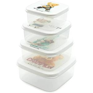 ست 4 تیکه ظرف غذا لیمون مربع مدل چاپدار کد 2231