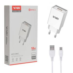 شارژر دیواری فست 18 وات وابی همراه با کابل تایپ سی Vabi H39B
