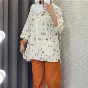 تونیک زنانه لینن طرح ماشین