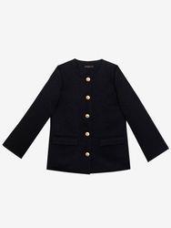 کت زنانه کتان لمه جیب نما آستر دار کلاسیک بارین بُرنُس