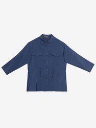 تونیک زنانه کتان یقه مردانه گتر دار جیب نما کژوال شمیم بُرنُس