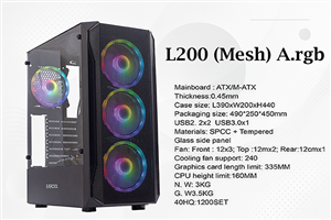 کیس گیمینگ EVERCOOL L200 (Mesh) A.RGB