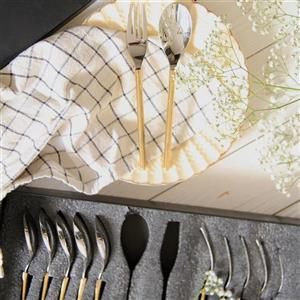 سرویس قاشق و چنگال 12 پارچه مدل استیل برنج کد 5067 طلایی