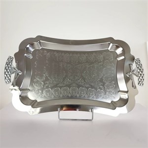 سینی استیل مستطیل بزرگ بی پایه ریور کد 7116بسته 1 عددی با ارسال رایگان