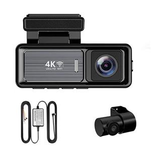 دوربین ثبت وقایع خودرو اتوویژن مدل M6 4K-WiFi به همراه دوربین عقب و رم 64 گیگ بایت و کیت برق مستقیم