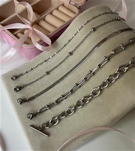 دستبند مینیمال زنانه استیل رنگ ثابت (تیفانی و قفل تی و گوی و ماری و ...)