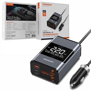 مبدل اینورتر برق خودرو فندکی به شارژر و برق 220ولت 200 وات پرودو porodo universal inverter FWC067