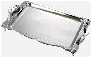 سینی استیل گلدار پایه دار بزرگ نیوهوم کد: NH08-1214P