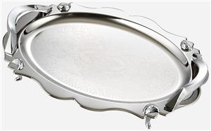سینی استیل گلدار بیضی پایه دار بزرگ نیوهوم کد: NH08-1904P